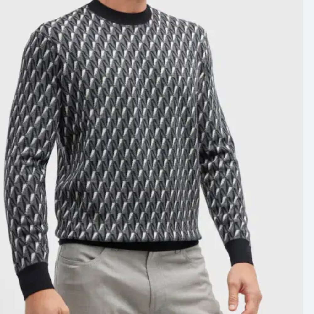 Emporio Armani Geometric Print Men's crewneck sweater, Size XL